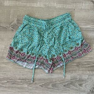 Hollister Flowy Teal Shorts with Adjustable Tie